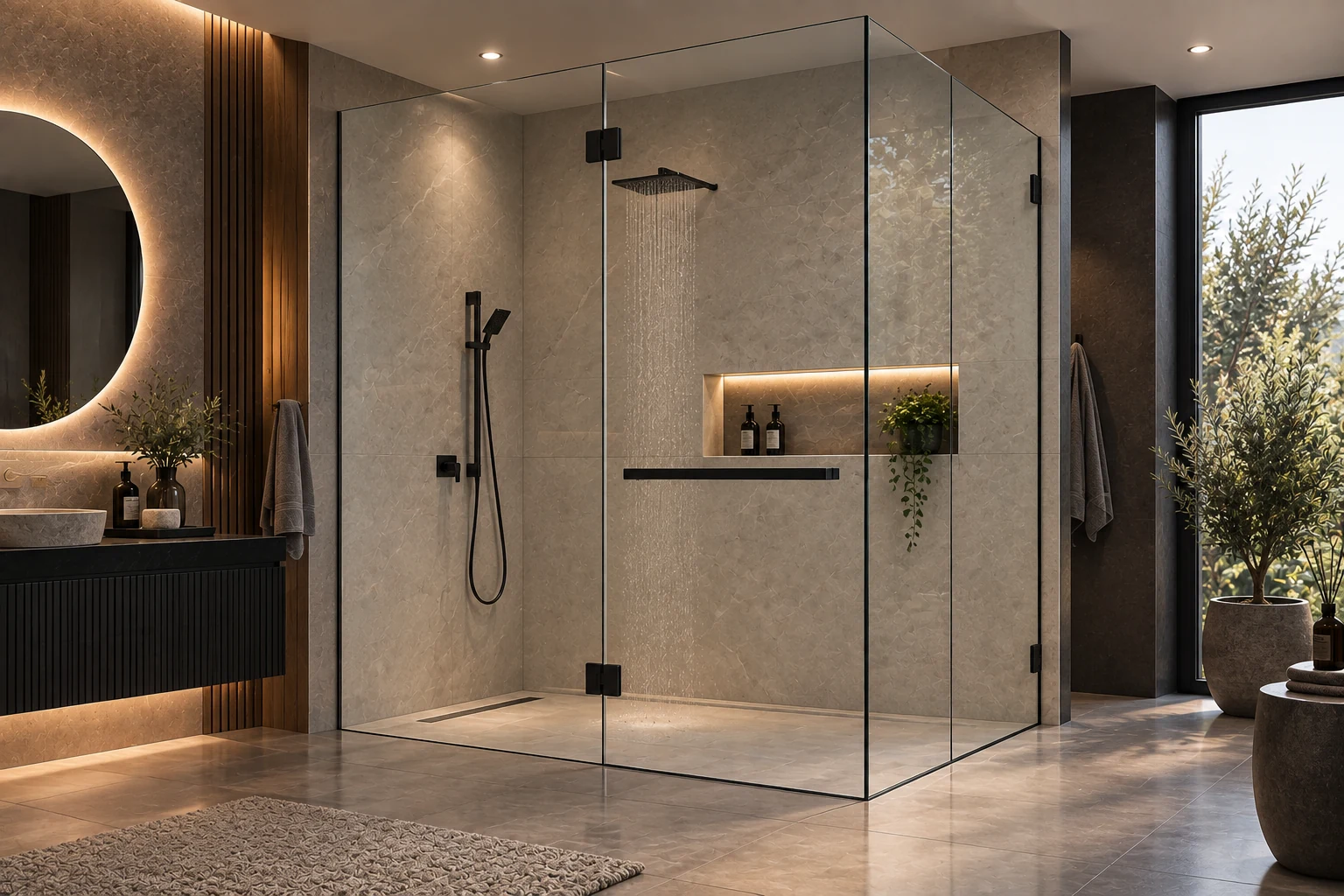Simple Frameless Bathroom Enclosure Architecture Showcase